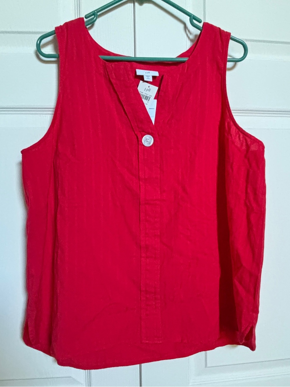 J.Jill Petite L Red Textured Cotton Sleeveless Tank Top NWT